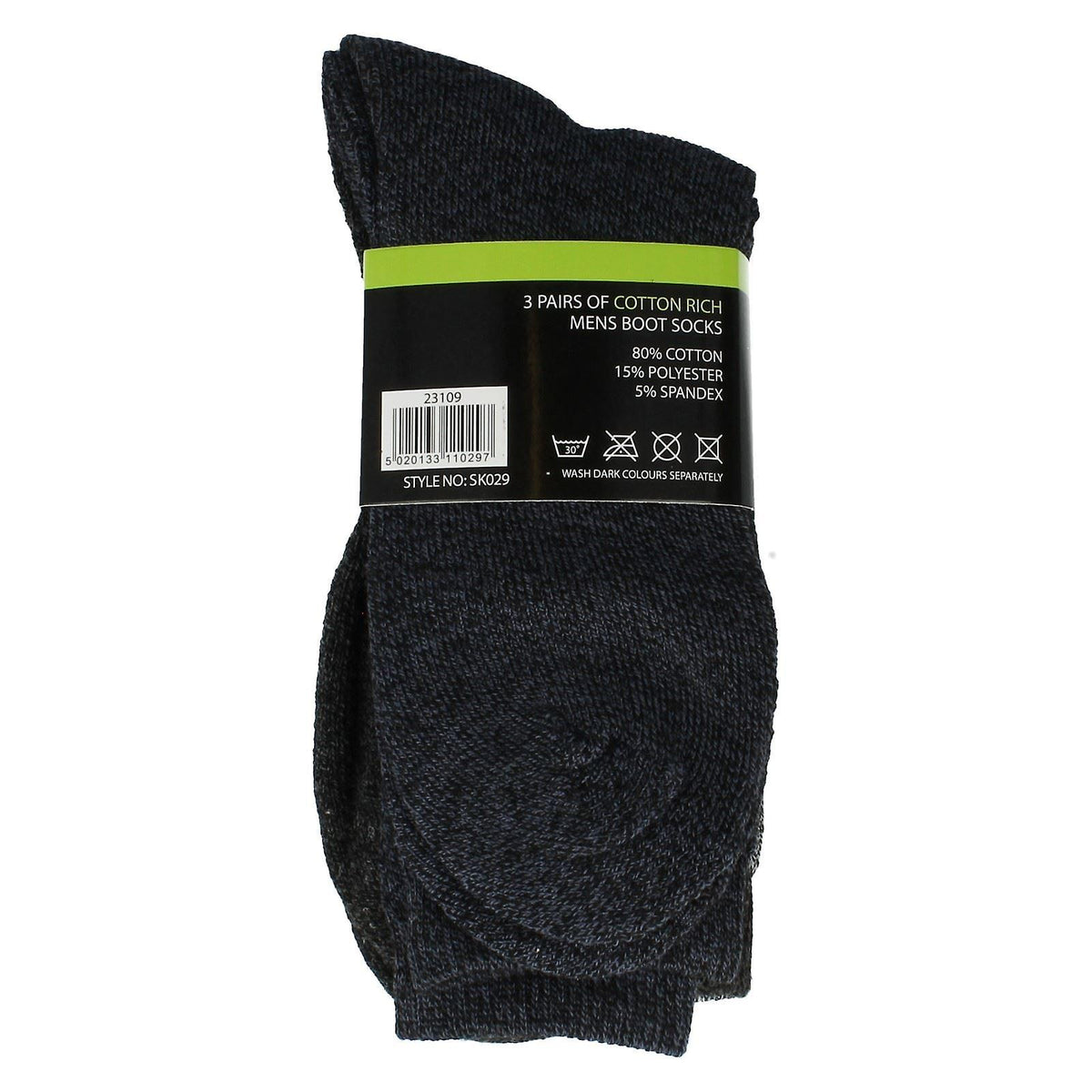 Grey-Black-Navy - Side - Laltex Mens Boot Socks (3 Pairs)