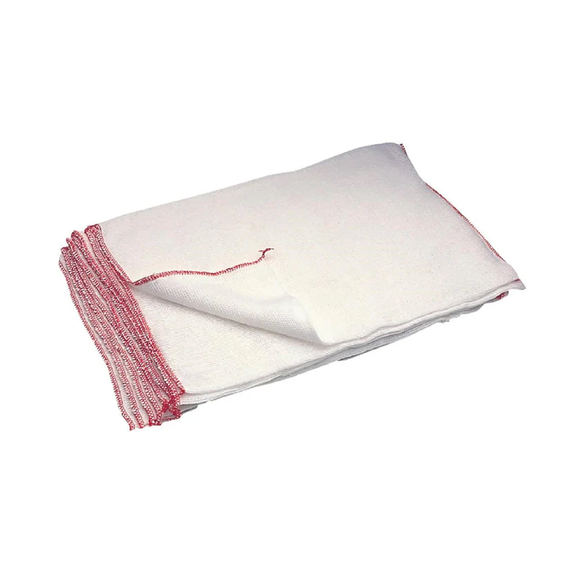 White-Red - Side - Bleached Dish Cloth (Pack of 10)