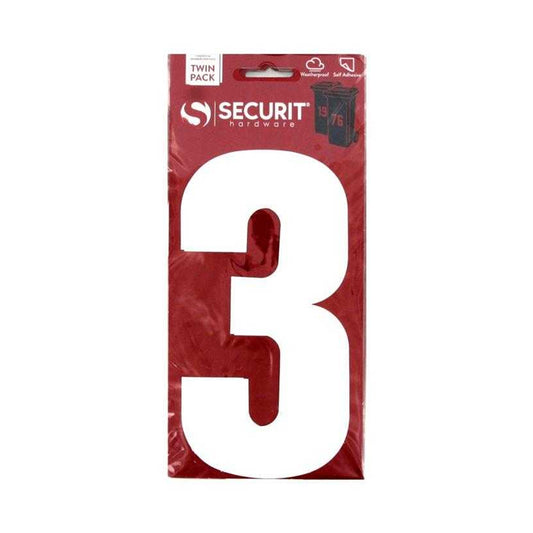 White - Front - Securit 3 Bin Number (Pack of 2)