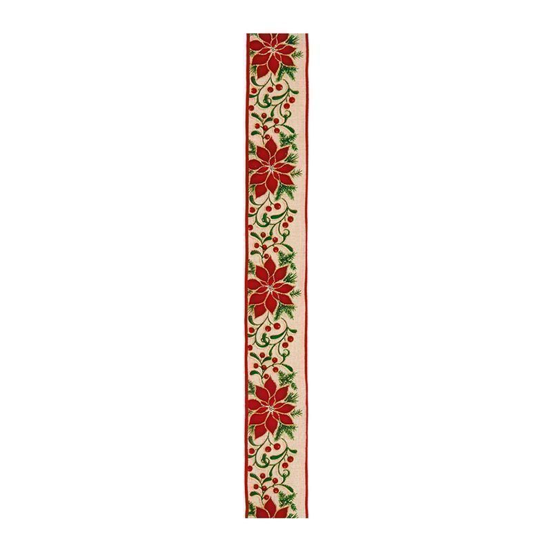 Beige-Red-Evergreen - Side - Premier Floral Ribbon