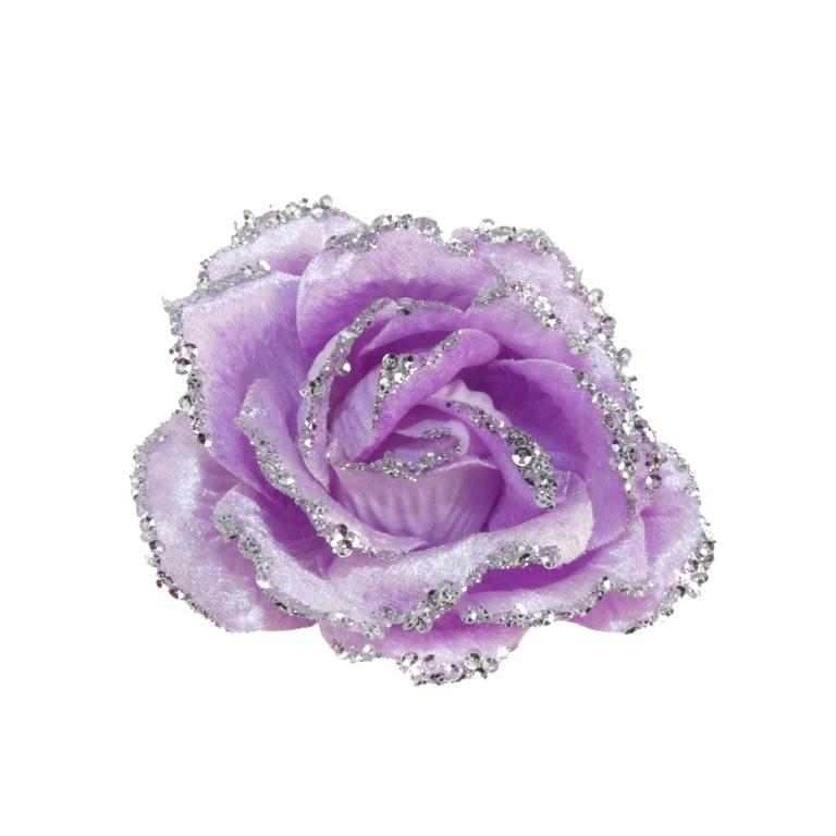 Lilac - Front - Davies Products Velvet Rose Christmas Decoration