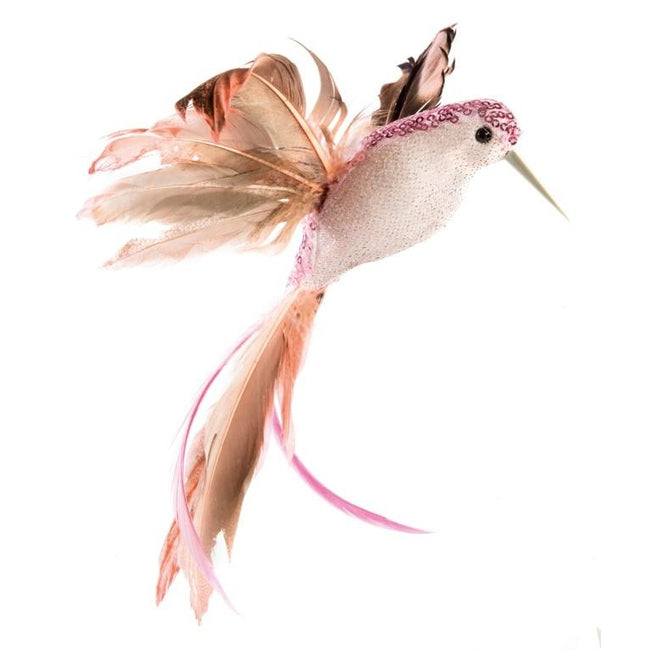 Pink - Front - Premier Sequin Hummingbird Christmas Decoration