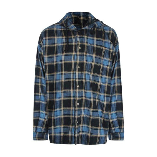 Blue-Black - Front - Diesel Mens Checkered Hooded Shirt