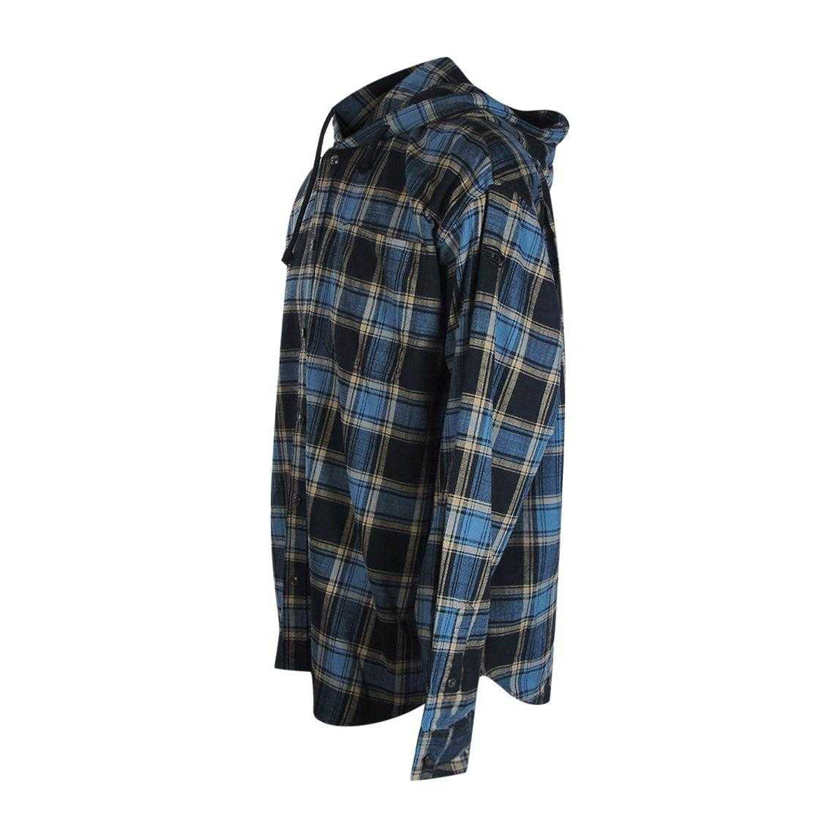 Blue-Black - Side - Diesel Mens Checkered Hooded Shirt