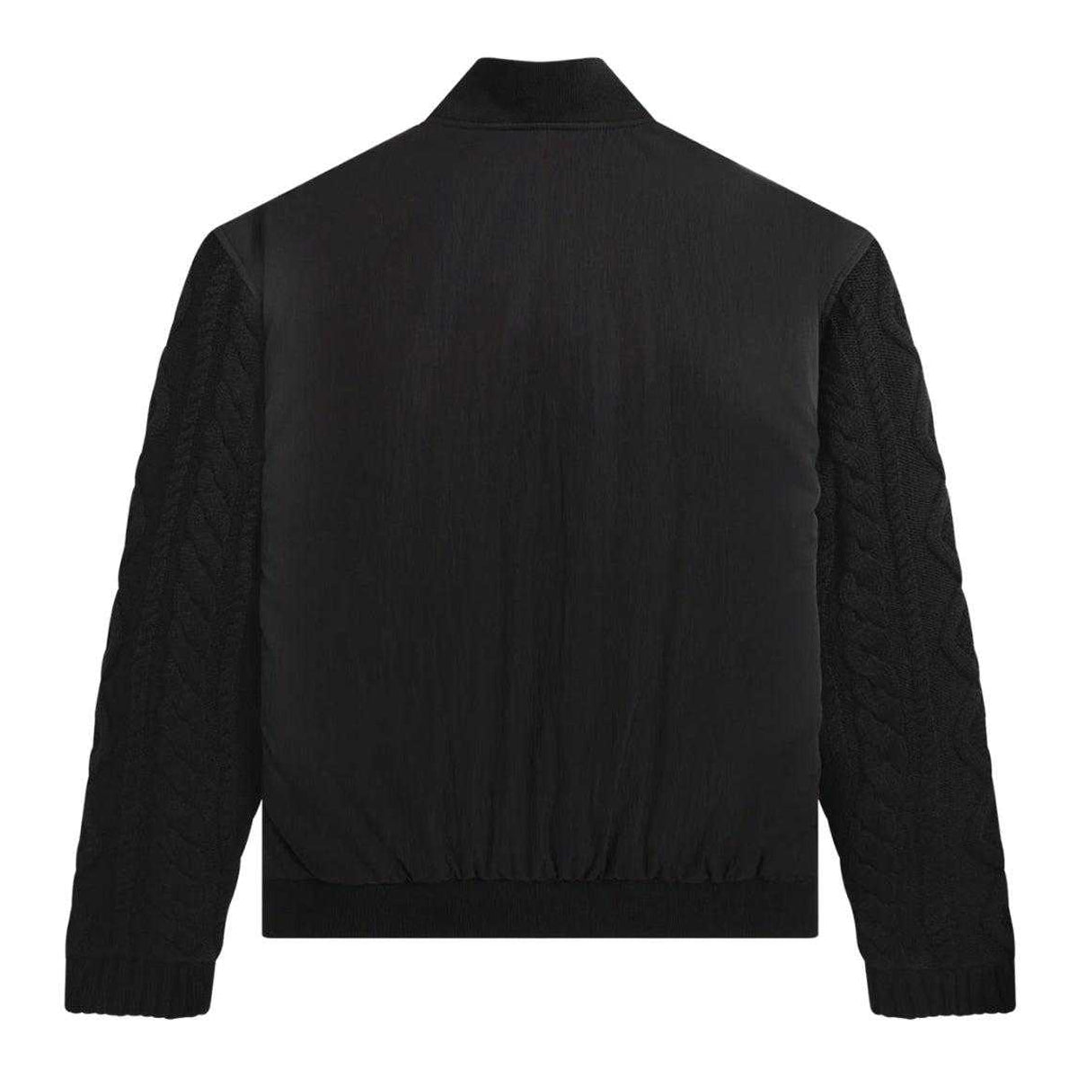 Black - Back - Fred Perry Mens Cable Knit Bomber Jacket
