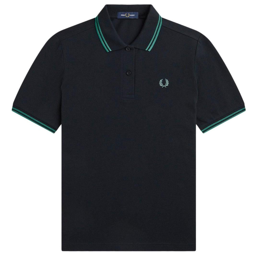 Black - Pack Shot - Fred Perry Mens Double Tipped Collar Polo Shirt