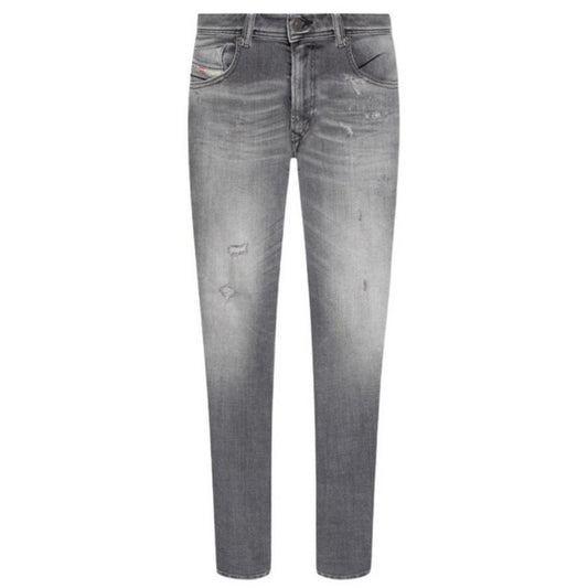 Grey Denim - Front - Diesel Mens 1979 Sleenker Faded Frayed Edge Jeans