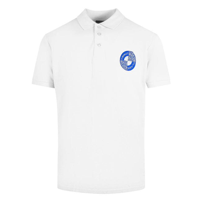 White - Back - Cavalli Class Mens Circle Logo Polo Shirt