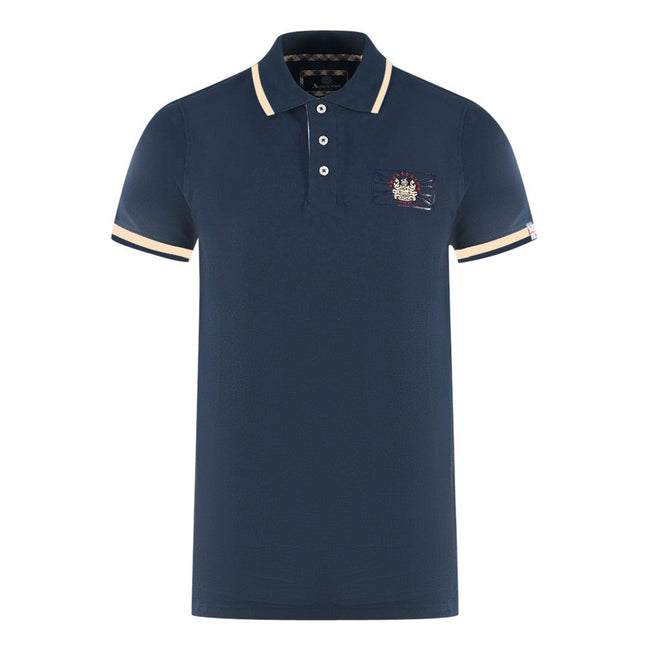 Navy - Front - Aquascutum Unisex Adult London Union Jack Polo Shirt