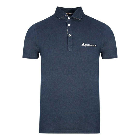 Navy - Front - Aquascutum Unisex Adult Signature Logo Polo Shirt