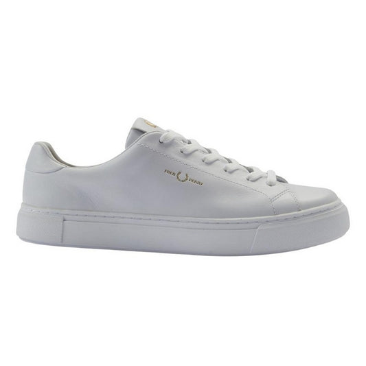 White - Front - Fred Perry Mens Classic Logo Leather Trainers