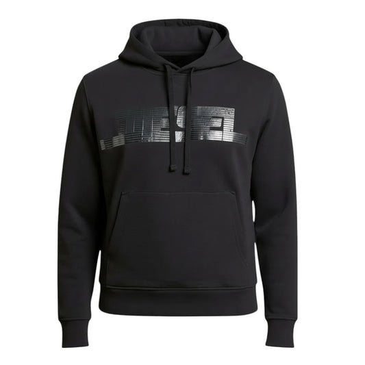 Black - Front - Diesel Mens Monotone Logo Hoodie