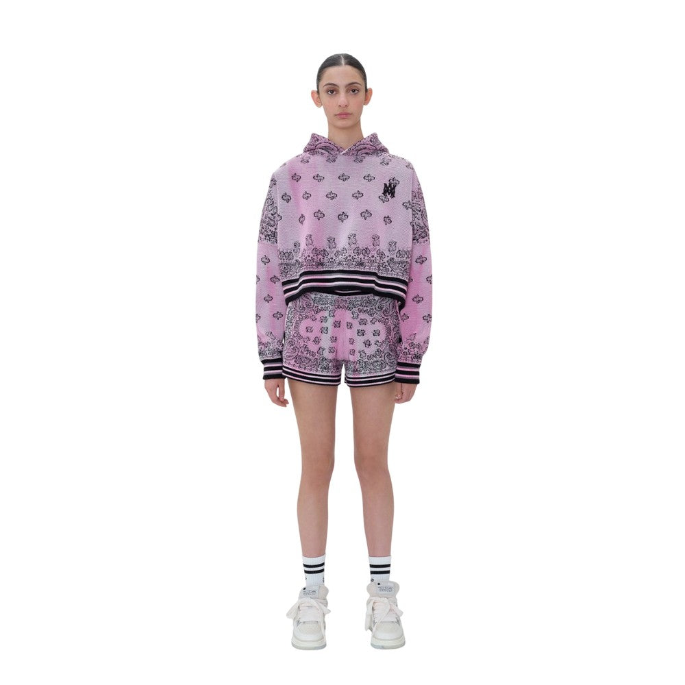 Pink-Black - Close up - Amiri Womens-Ladies Knitted Bandana Basketball Shorts