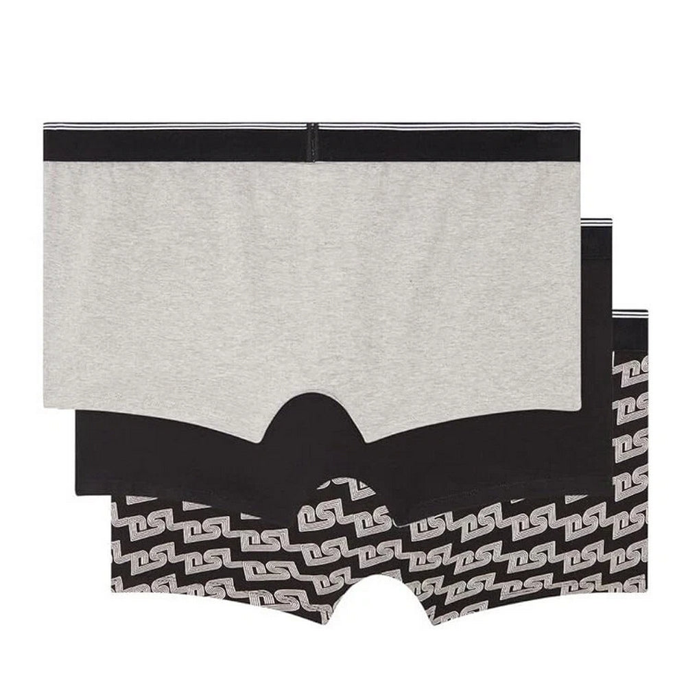 Black-Grey - Back - Diesel Mens Plain Boxer Shorts (Pack of 3)
