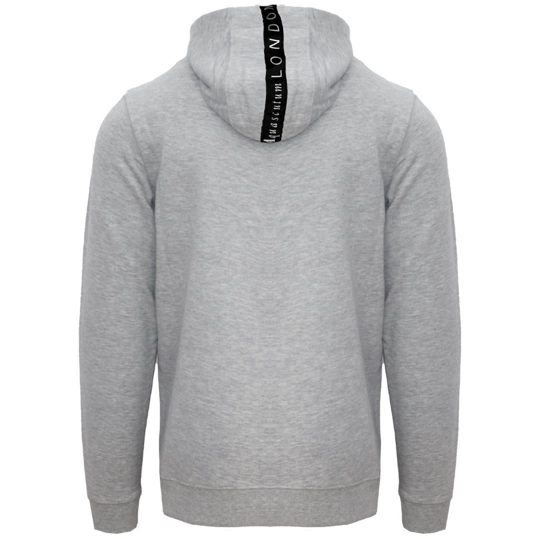 Grey - Back - Aquascutum Mens London 1851 Bold Logo Hoodie