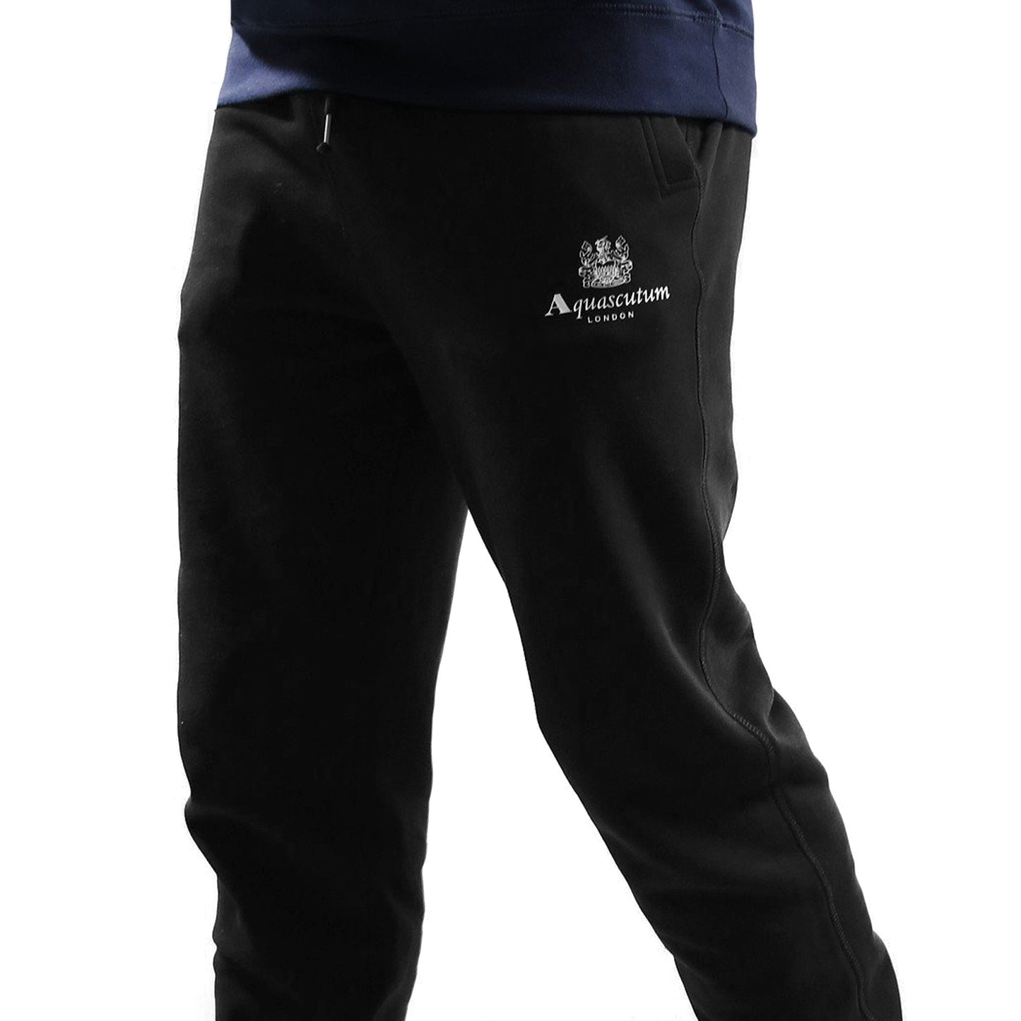 Black - Lifestyle - Aquascutum Mens Active Basic Ribbed Jogging Bottoms