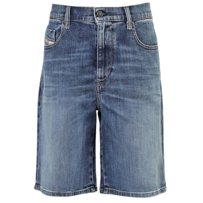 Blue - Front - Diesel Mens D-Strukt Denim Casual Shorts