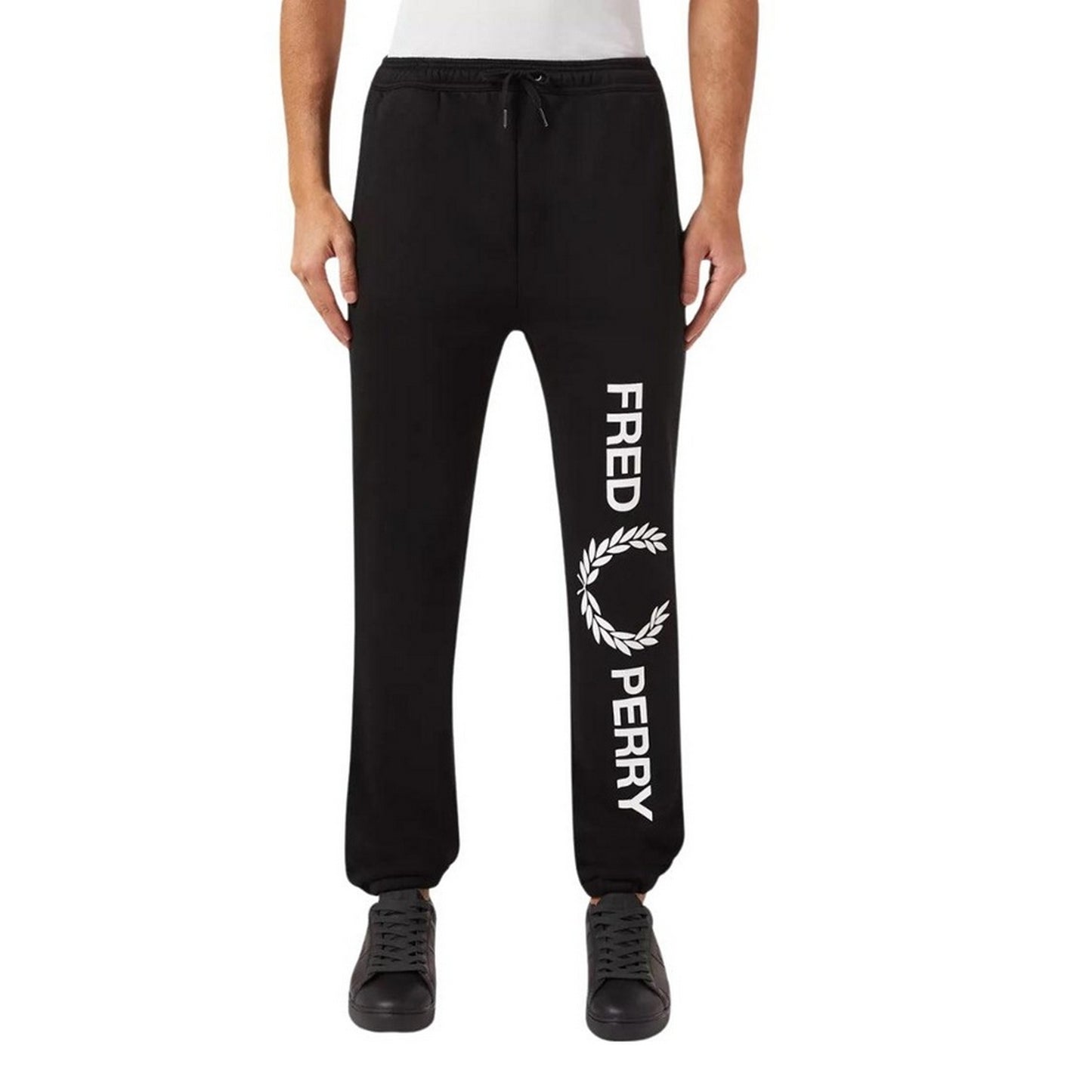 Black - Lifestyle - Fred Perry Mens Large Logo Jogging Bottoms