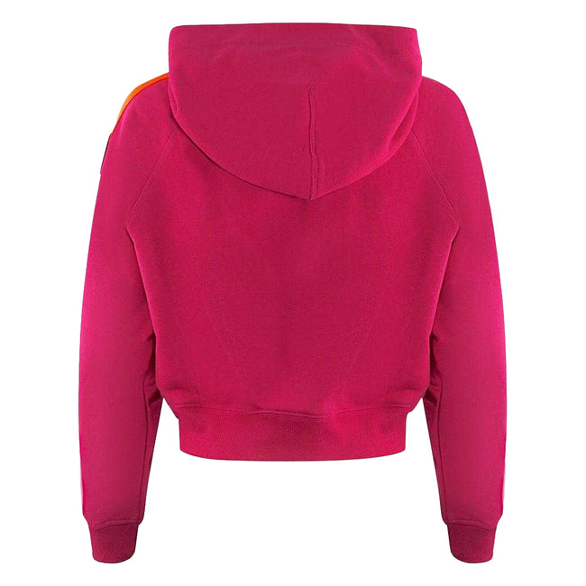 Pink - Back - Parajumpers Womens-Ladies Letta Taped Sleeve Crop Hoodie