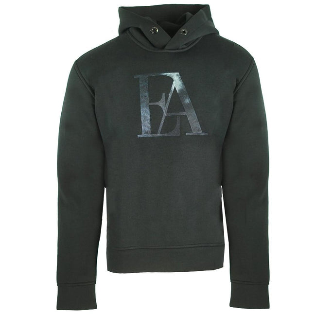 Black - Front - Emporio Armani Mens Eagle Logo Hoodie
