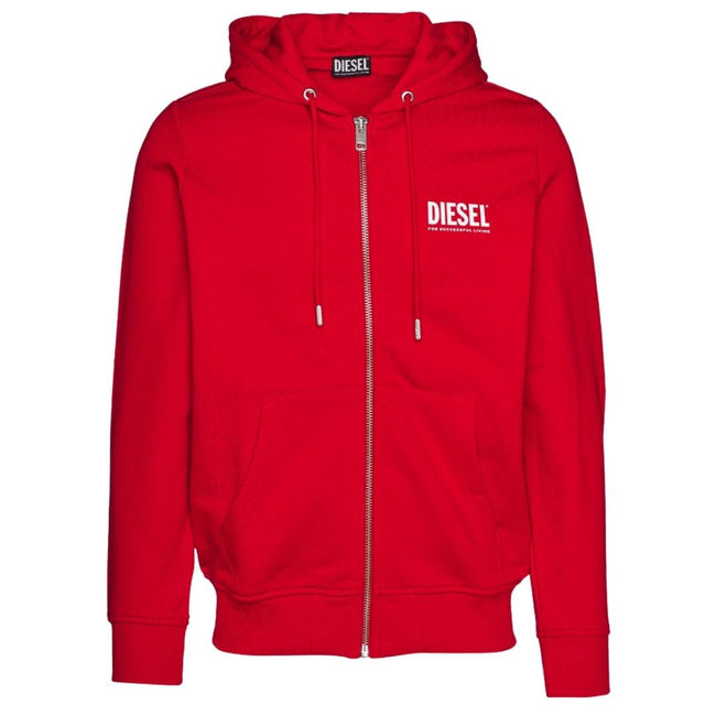 Red - Front - Diesel Mens S-Girk Logo Full Zip Hoodie