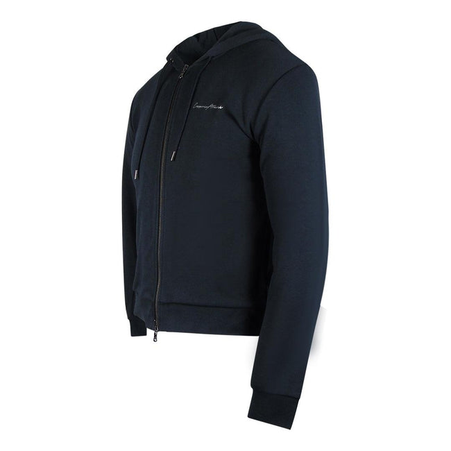 Navy Blue - Side - Emporio Armani Mens Full Zip Hoodie