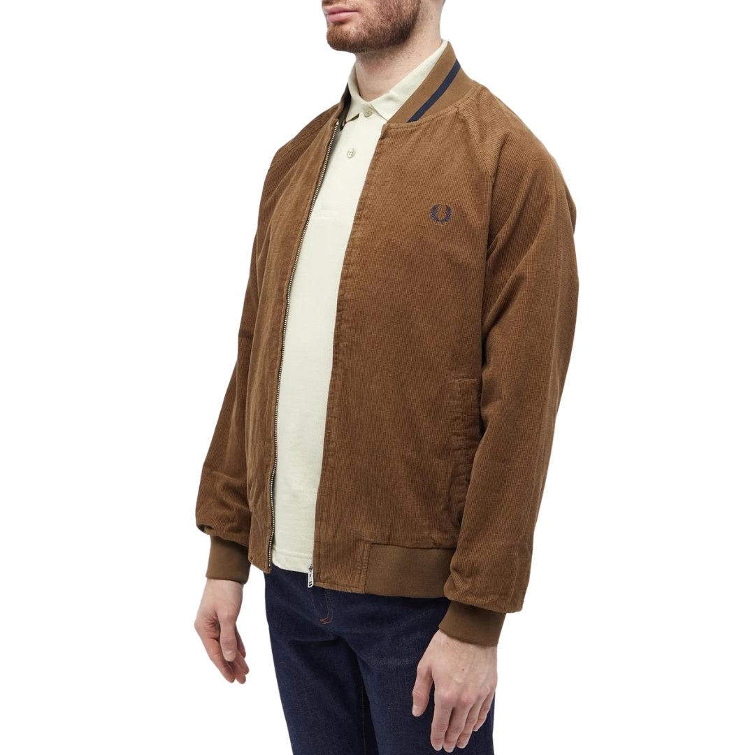 Brown - Lifestyle - Fred Perry Mens Waffle Corded Tennis Bomber Jacket