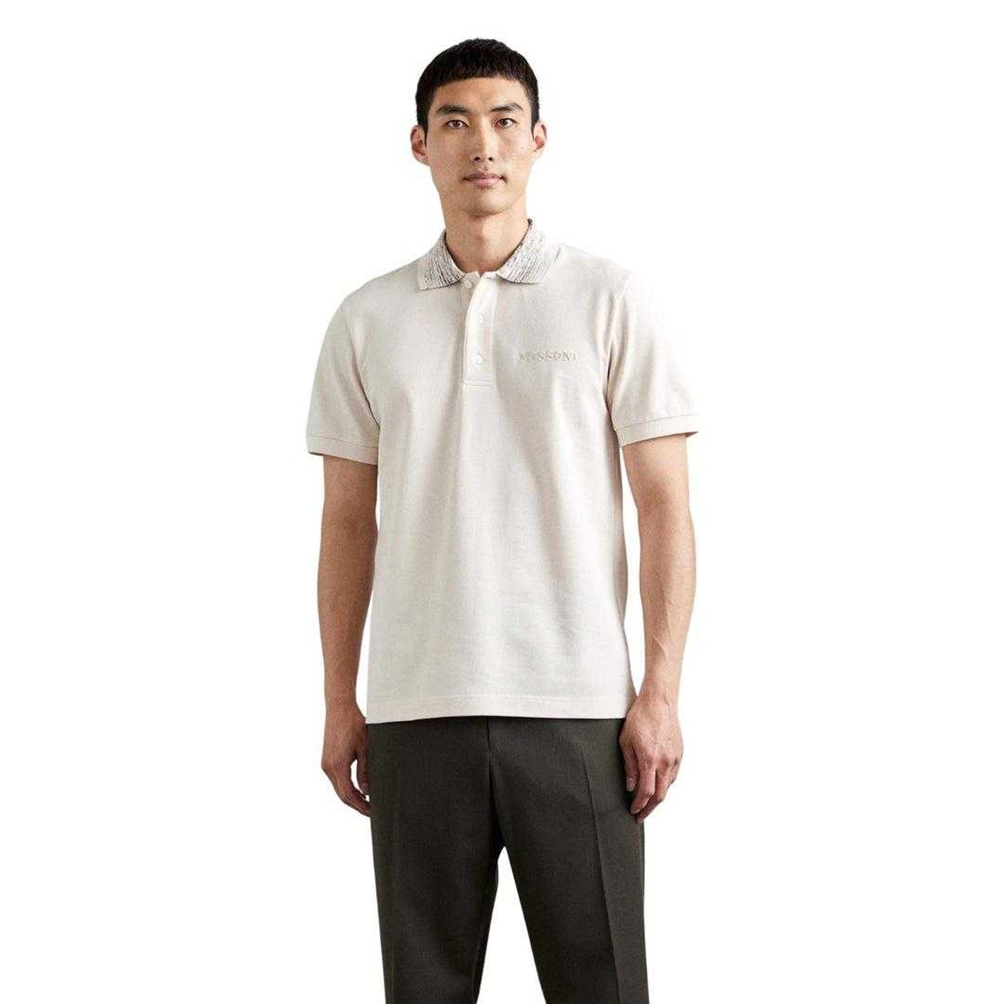 White - Lifestyle - Missoni Mens Short-Sleeved Polo Shirt