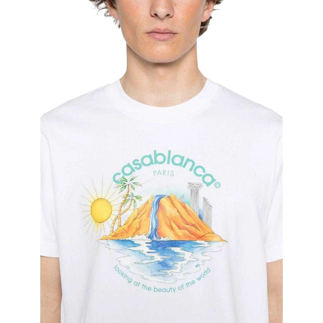 White - Back - Casablanca Mens Oasis Printed T-Shirt