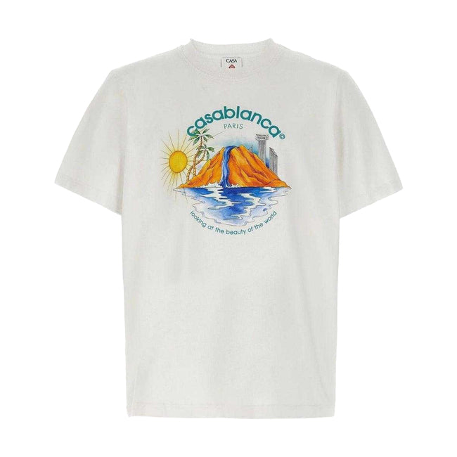 White - Front - Casablanca Mens Oasis Printed T-Shirt