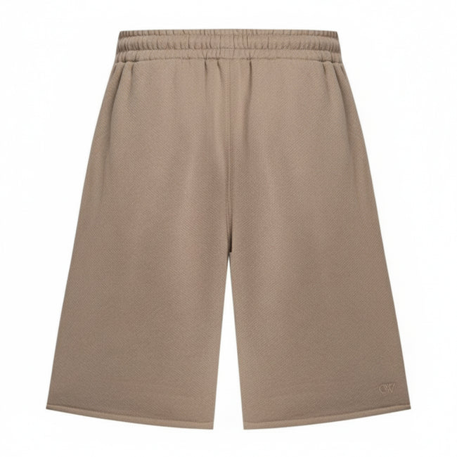 Brown - Back - Off-White Unisex Adult Embroidered Sweat Shorts