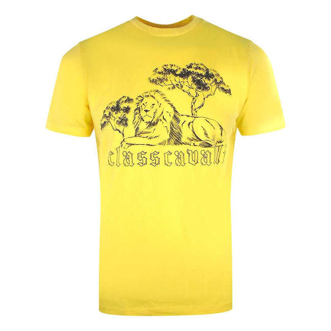 Yellow - Front - Cavalli Class Mens Lion T-Shirt