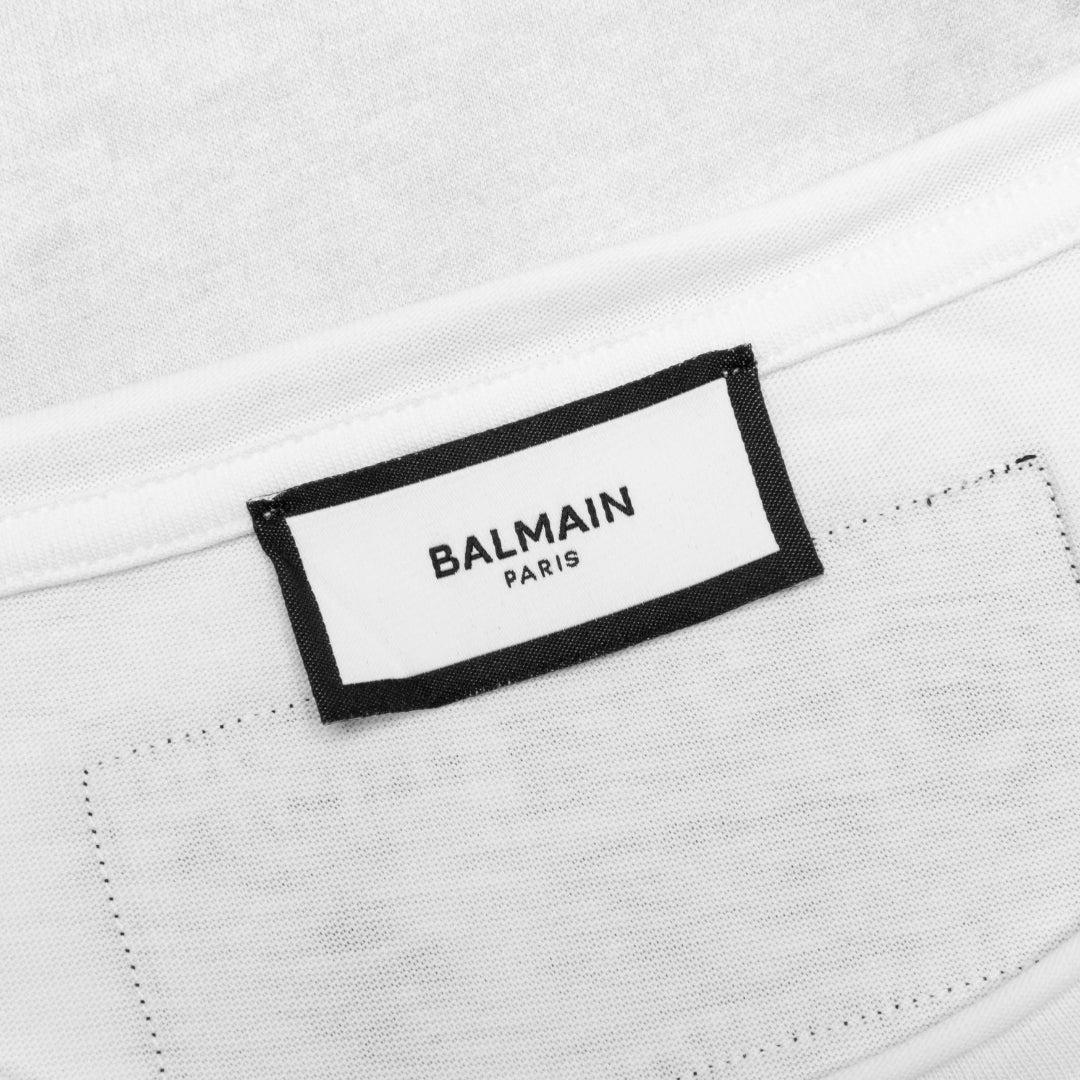 White - Lifestyle - Balmain Mens Sketch Logo T-Shirt
