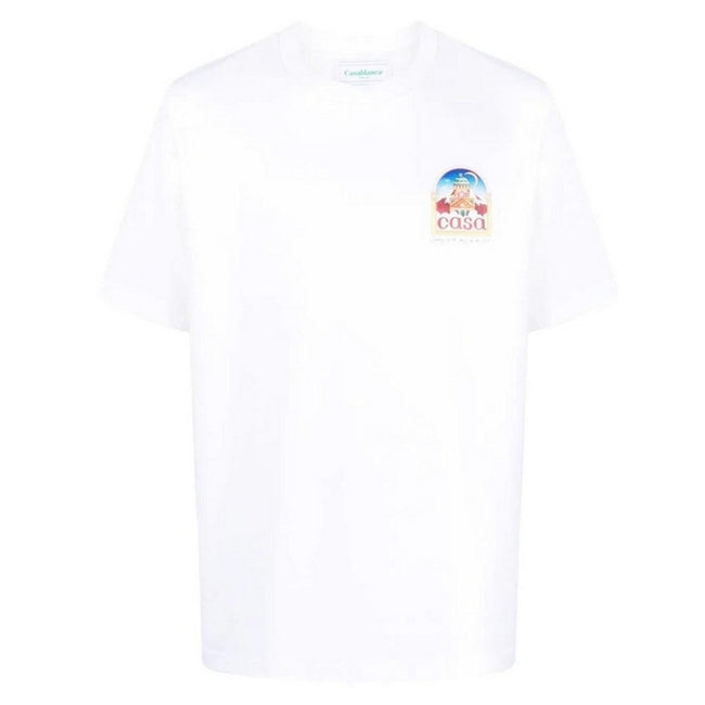 White - Front - Casablanca Mens Vue De L´Arche T-Shirt