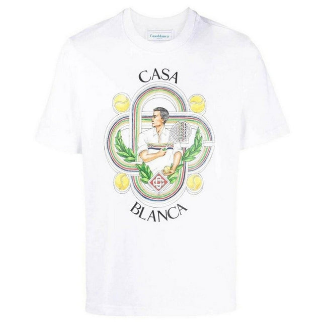 White - Front - Casablanca Mens Le Joueur T-Shirt