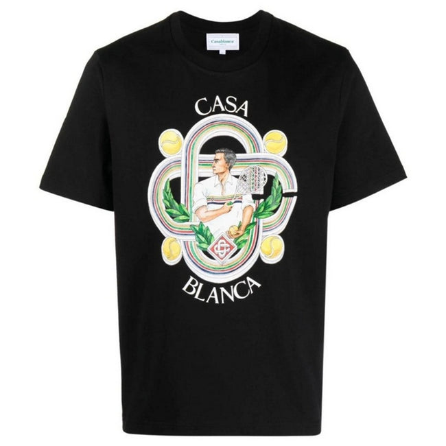 Black - Front - Casablanca Mens Le Joueur T-Shirt