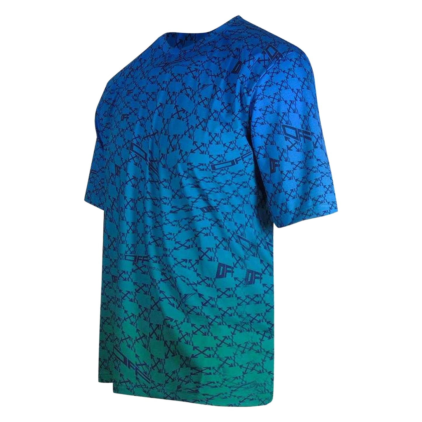 Peacock Blue - Side - Off White Unisex Adult All-Over Print Sports T-Shirt
