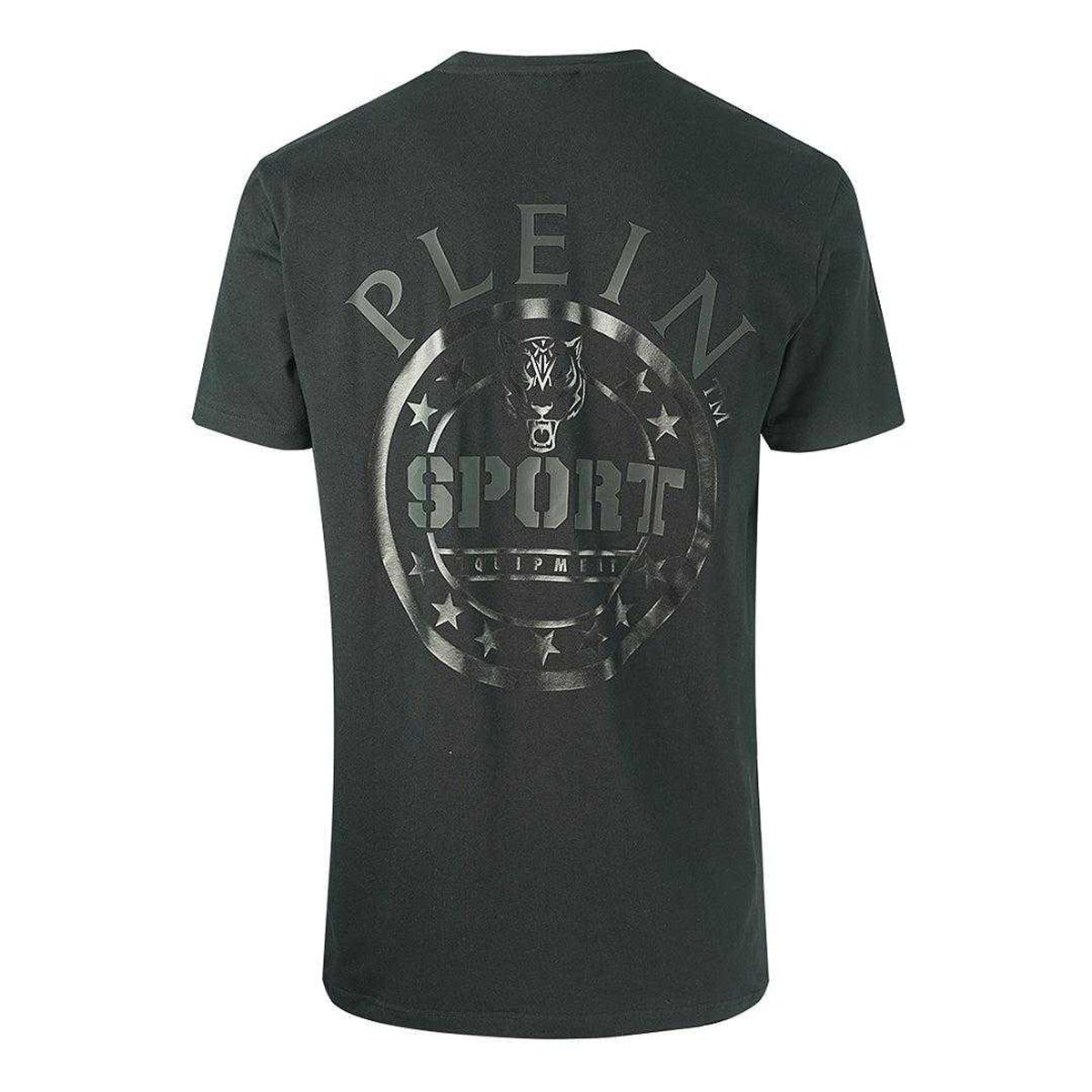 Black - Back - Plein Sport Mens Logo Leather Patch T-Shirt