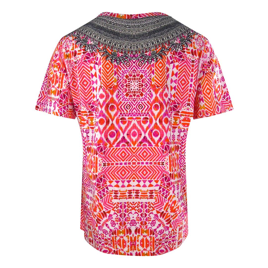 Pink-Orange-Grey - Back - Inoa Womens-Ladies Shiraz-1923 T-Shirt