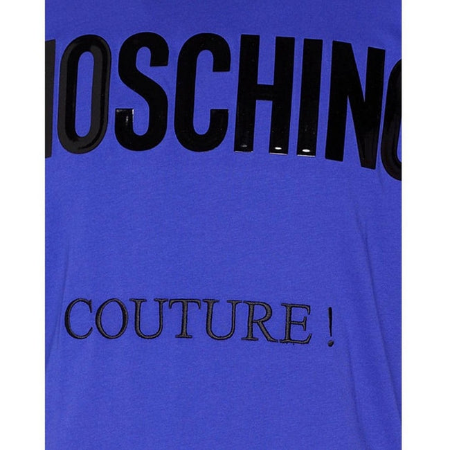 Blue - Side - Moschino Mens Couture Gloss Logo T-Shirt