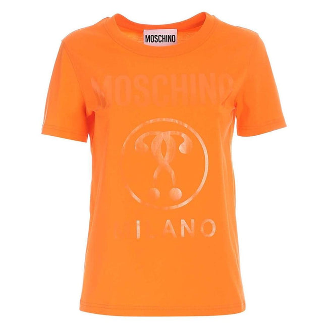 Orange - Front - Moschino Mens Question Mark Logo T-Shirt