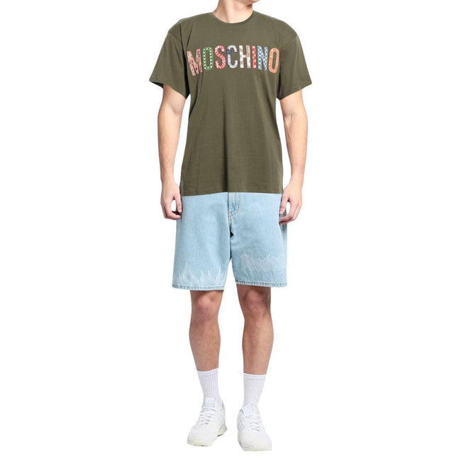 Green - Back - Moschino Mens Embroidered Logo T-Shirt