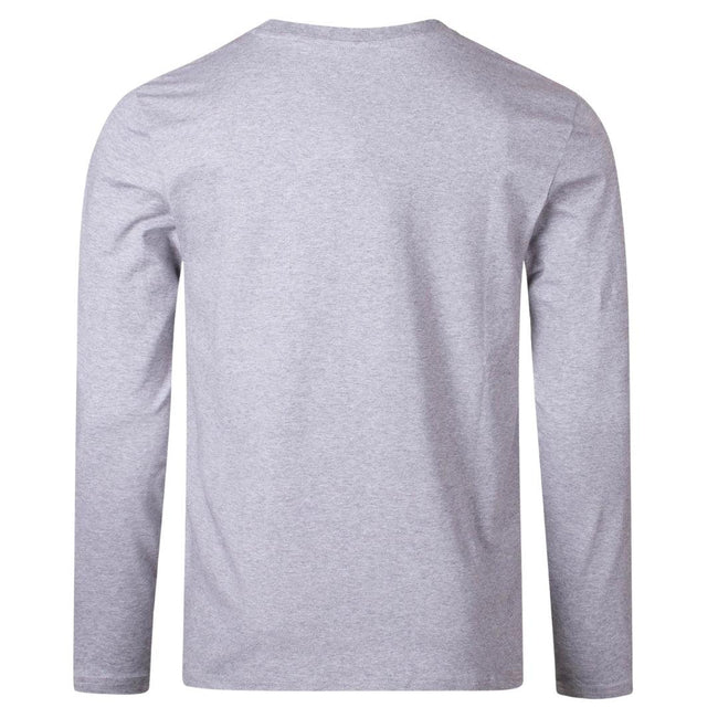 Grey - Back - Moschino Mens Taped Shoulders Long-Sleeved T-Shirt