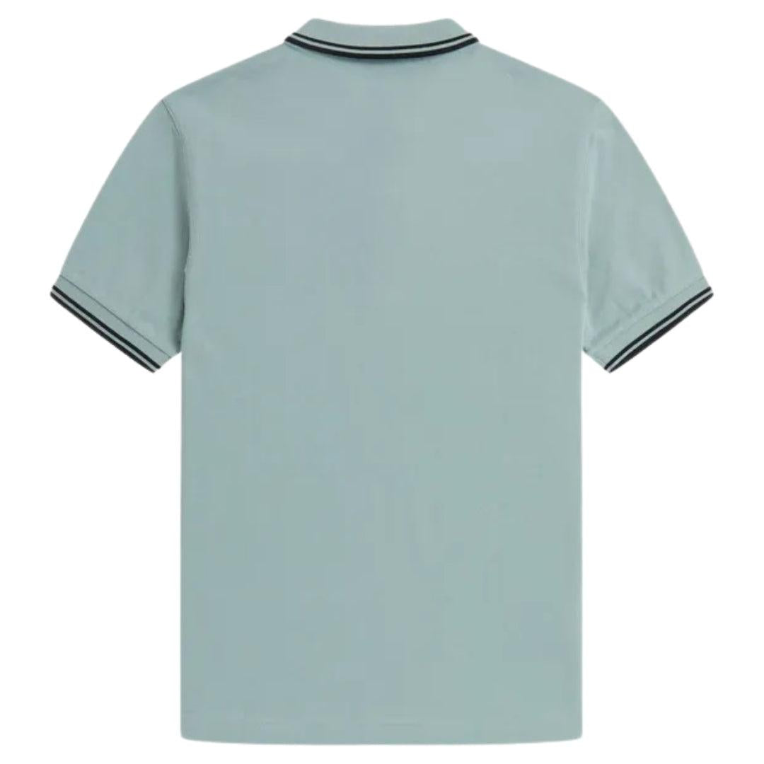 Light Blue - Back - Fred Perry Mens Double Tipped Collar Polo Shirt