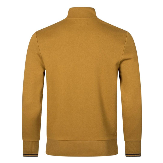 Dark Caramel - Back - Fred Perry Unisex Adult Half Zip Sweatshirt