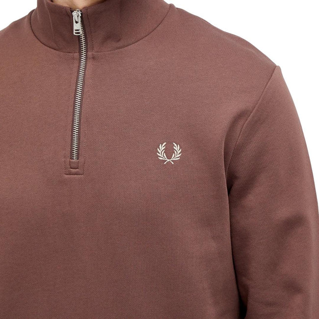 Brick Brown - Pack Shot - Fred Perry Unisex Adult Half Zip Sweatshirt