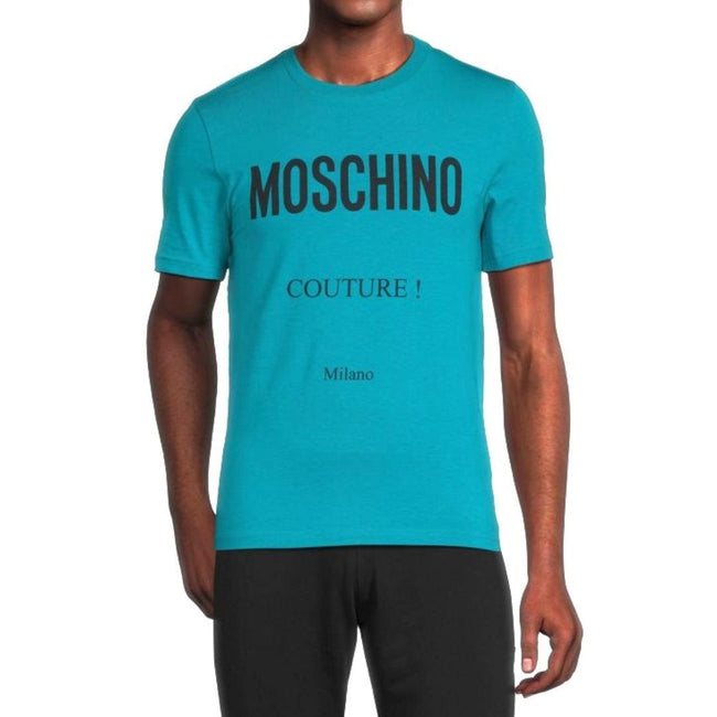 Light Blue - Back - Moschino Mens Couture Milano T-Shirt