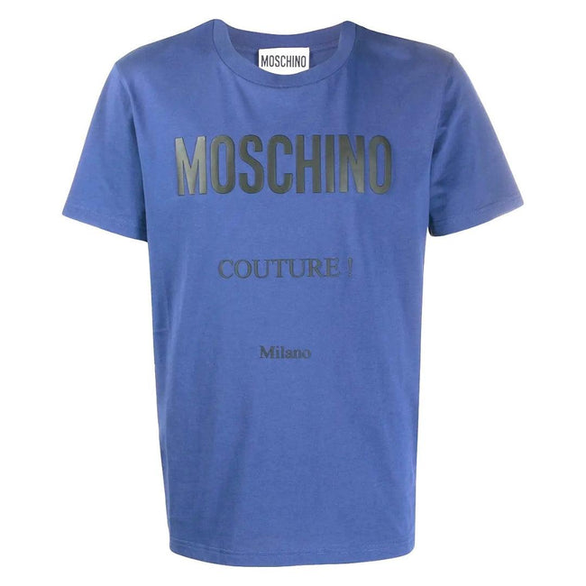 Blue - Front - Moschino Mens Couture Milano T-Shirt