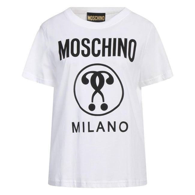 White - Front - Moschino Mens Double Question Mark T-Shirt