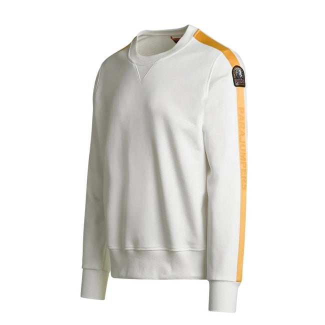 White - Side - Parajumpers Unisex Adult Armstrong Taped Sleeve Sweatshirt